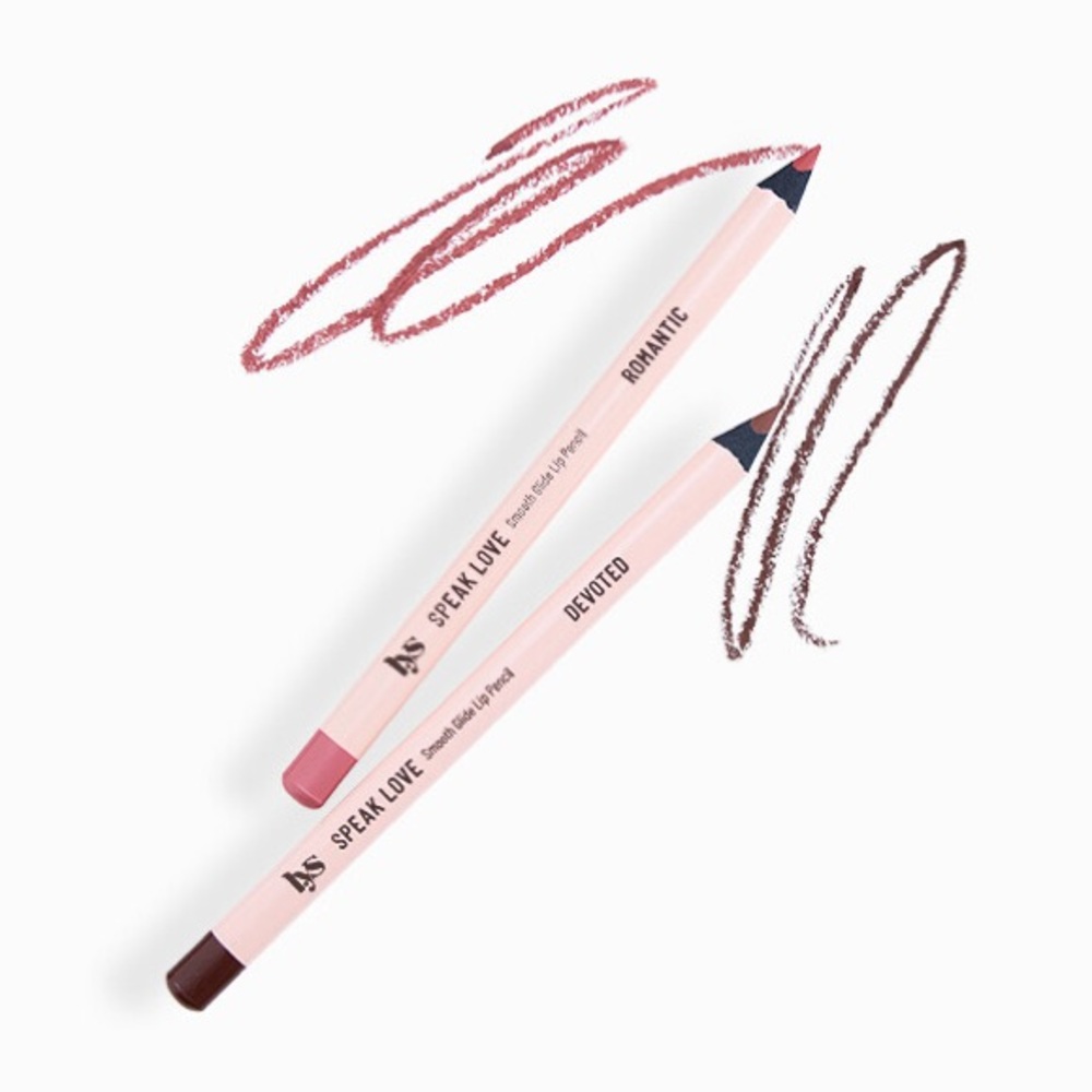 LYS Speak Love Lip Liner Pencil Duo in Devoted and Romantic Deep Brown Rose Pink
